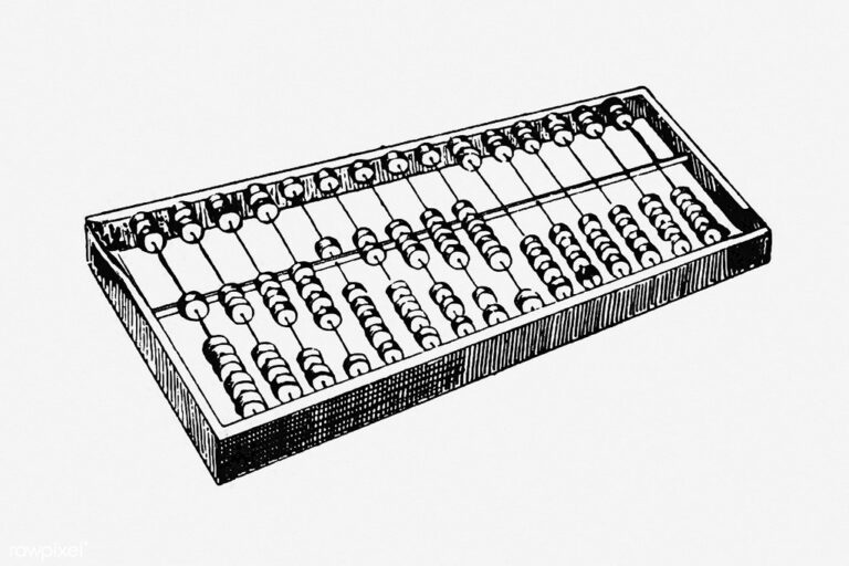 Illustration ancienne d'un boulier, symbole du calcul et des mathématiques